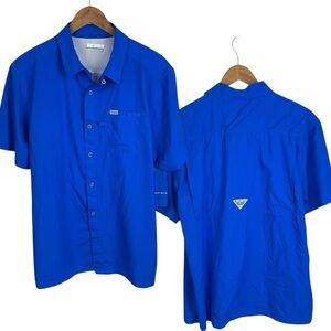 BF28 Mens Columbia PFG performance fishing gear, Omni shade button shirt L